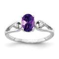 14k White Gold 7x5mm Oval Amethyst and 1/20 carat AA Diamond Ring, 0.8 ct, Size 6