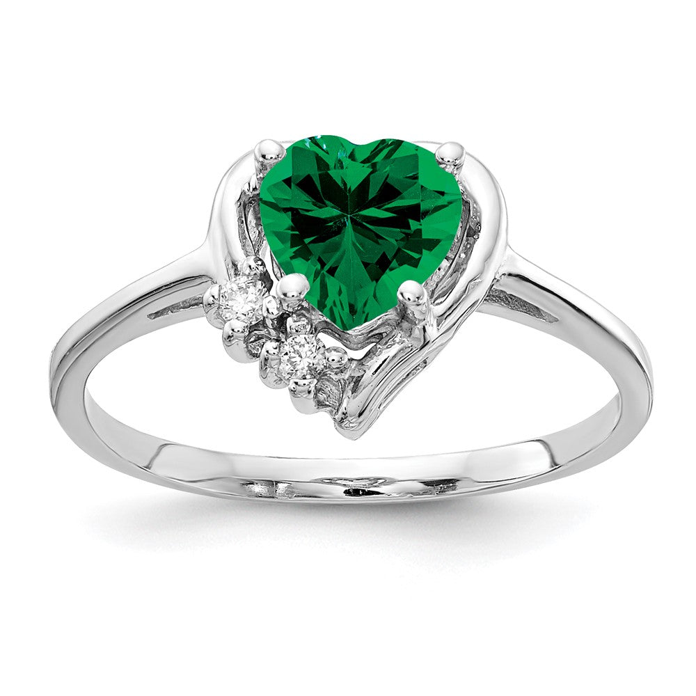 14k White Gold 6mm Heart Mount St. Helens and AA Diamond Ring, 0.78 ct