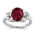 14k White Gold 10x8mm Oval Lab-Created Ruby and 1/10 carat VS Diamond Ring, 0.102 ct, Size 6