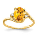 14k 8x6mm Oval Citrine and AAA Diamond Ring, 1.134 ct