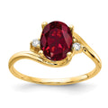 14k 8x6mm Oval Lab-Created Ruby and A Diamond Ring, 0.034 ct