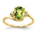 14k 8x6mm Oval Peridot and AAA Diamond Ring, 1.334 ct