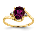 14k 8x6mm Oval Rhodolite Garnet and AAA Diamond Ring, 1.684 ct