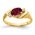 14k 7x5mm Oval Lab-Created Ruby and 1/20 carat VS Diamond Ring, 0.056 ct, Size 6