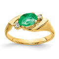 14k 7x5mm Oval Emerald and 1/20 carat A Diamond Ring, 0.836 ct, Size 6