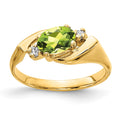 14k 7x5mm Oval Peridot and 1/20 carat VS Diamond Ring, 0.906 ct, Size 6