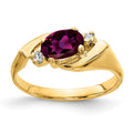 14k 7x5mm Oval Rhodolite Garnet and AA Diamond Ring, 1.106 ct, Size 6
