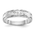 14k White Gold AA Quality .03 carat Diamond Trio Mens Complete Wedding Band, 0.03 ct, Size 10