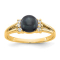 14k 6mm Black Freshwater Cultured Pearl and 1/15 carat A Diamond Ring, 0.072 ct