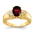 14k 8x6mm Oval Garnet and 1/10 carat AA Diamond Ring, 1.49 ct