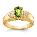 14k 8x6mm Oval Peridot and 1/10 carat AA Diamond Ring, 1.39 ct