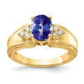 14k 8x6mm Oval Tanzanite and 1/10 carat AA Diamond Ring, 1.44 ct