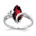 14k White Gold 12x6mm Marquise Garnet and AAA Diamond Ring, 2.012 ct