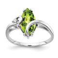 14k White Gold 12x6mm Marquise Peridot and AAA Diamond Ring, 1.812 ct