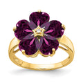 14k 6mm Heart Rhodolite Garnet and AAA Diamond Flower Ring, 5.01 ct