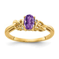 14k 6x4mm Oval Amethyst and VS Diamond Ring, 0.436 ct