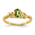 14k 6x4mm Oval Peridot and AA Diamond Ring, 0.466 ct