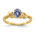 14k 6x4mm Oval Tanzanite and AA Diamond Ring, 0.516 ct