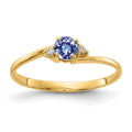14k 4mm Round Tanzanite and VS Diamond Ring, 0.346 ct, Size 6