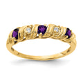 14k 2.75mm Round Amethyst and AA Diamond Twist Ring, 0.264 ct, Size 6