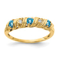 14k 2.75mm Round Blue Topaz and AA Diamond Twist Ring, 0.294 ct, Size 6