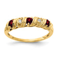 14k 2.75mm Round Garnet and VS Diamond Twist Ring, 0.354 ct, Size 6