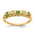 14k 2.75mm Round Peridot and AAA Diamond Twist Ring, 0.294 ct, Size 6