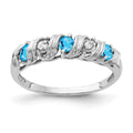14k White Gold 2.75mm Round Blue Topaz and AA Diamond Twist Ring, 0.294 ct, Size 6