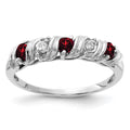 14k White Gold 2.75mm Round Garnet and A Diamond Twist Ring, 0.354 ct, Size 6