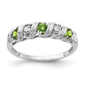 14k White Gold 2.75mm Round Peridot and AA Diamond Twist Ring, 0.294 ct, Size 6