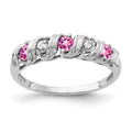 14k White Gold 2.75mm Round Pink Sapphire and AA Diamond Twist Ring, 0.444 ct, Size 6
