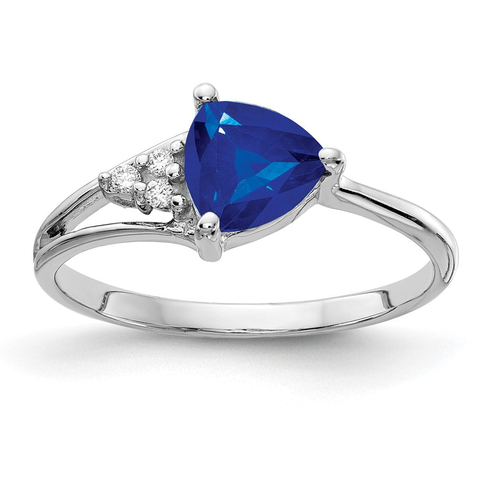 14k White Gold 6mm Sapphire AAA Diamond ring, 1.024 ct