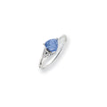 14k White Gold 6mm Tsavorite AAA Diamond ring, 0.024 ct