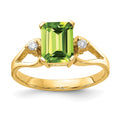 14k 8x6mm Emerald-cut Peridot and 1/20 carat AAA Diamond Ring, 1.8 ct