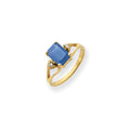 14k 8x6mm Emerald Cut Tsavorite AA Diamond ring, 0.05 ct