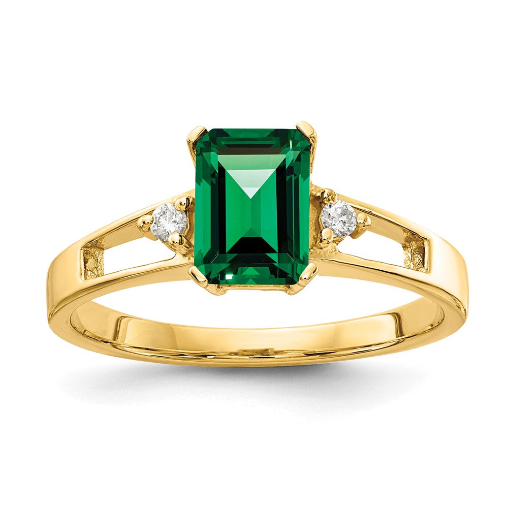 14k 7x5mm Emerald-cut Mount St. Helens and 1/20 carat AAA Diamond Ring, 1.04 ct, Size 6