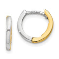 14k Two-tone Mini 1.35mm Round Hinged Hoop Earrings, 7 x 1.5 mm
