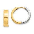 14k Two-tone Hinged Hoop Earrings, 15 x 4 mm
