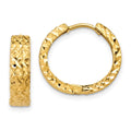 14k Diamond-cut Hinged Hoop Earrings, 14 x 4 mm