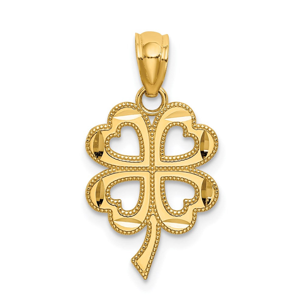 14k Four Leaf Clover Pendant, 20 x 10 mm