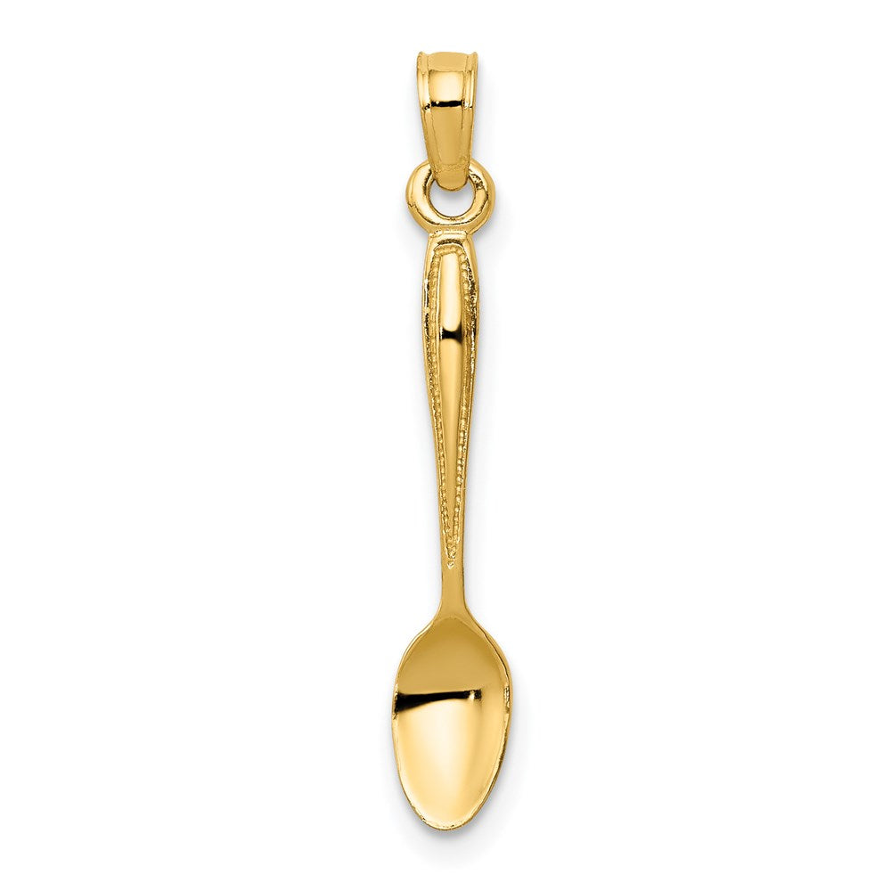 14K 3-D Table Spoon Pendant, 27 x 5 mm