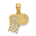 14K Basketball and Hoop Pendant, 18 x 11 mm