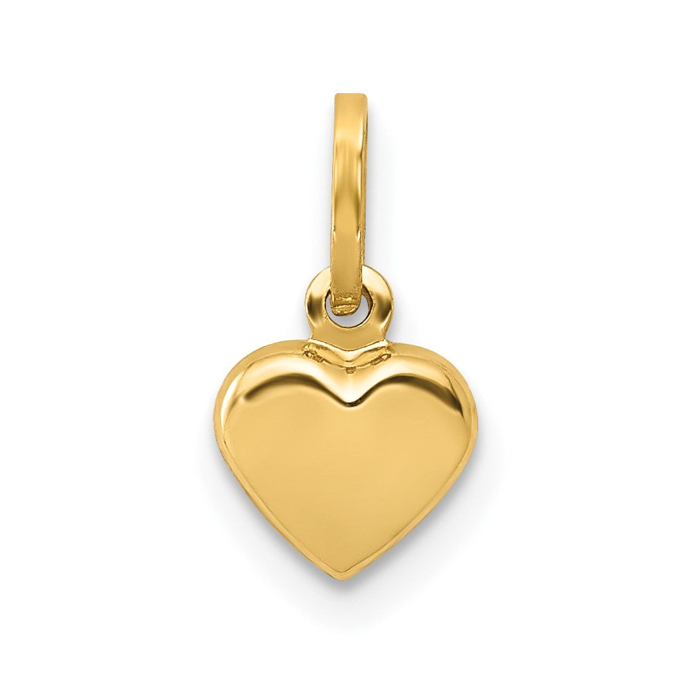 14K Polished 3-D Puffed Heart Charm, 11 x 6 mm