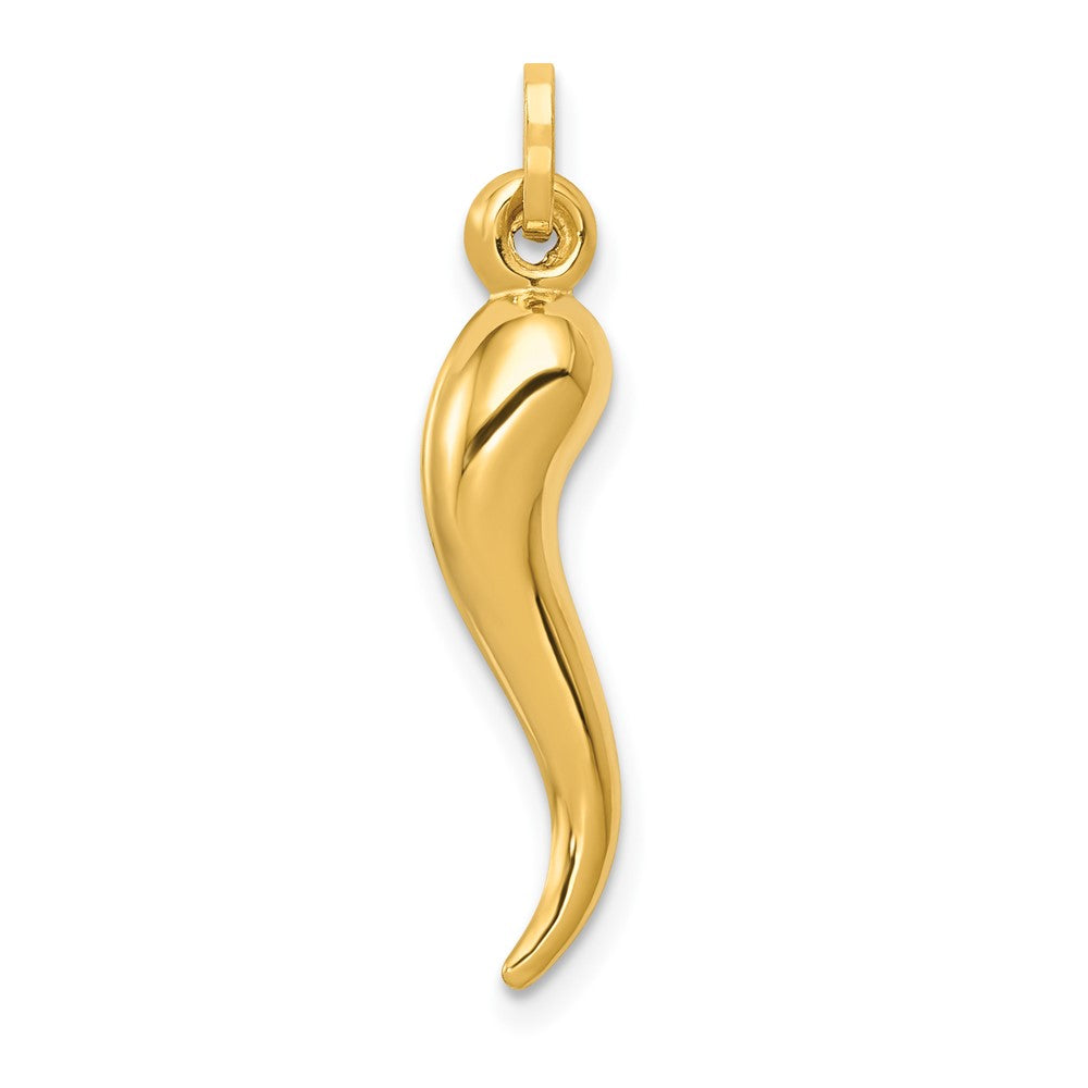 14k Hollow 3-D Italian Horn Charm, 24 x 6 mm