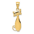 14k Diamond Cat Pendant, 0.01 ct, 23 x 10 mm