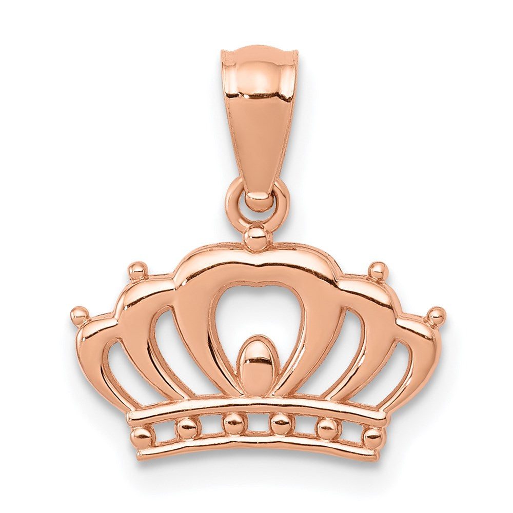 14k Rose Gold Crown Pendant, 10 x 13 mm