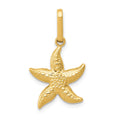 14k Textured Hollow Starfish Pendant, 20 x 14 mm