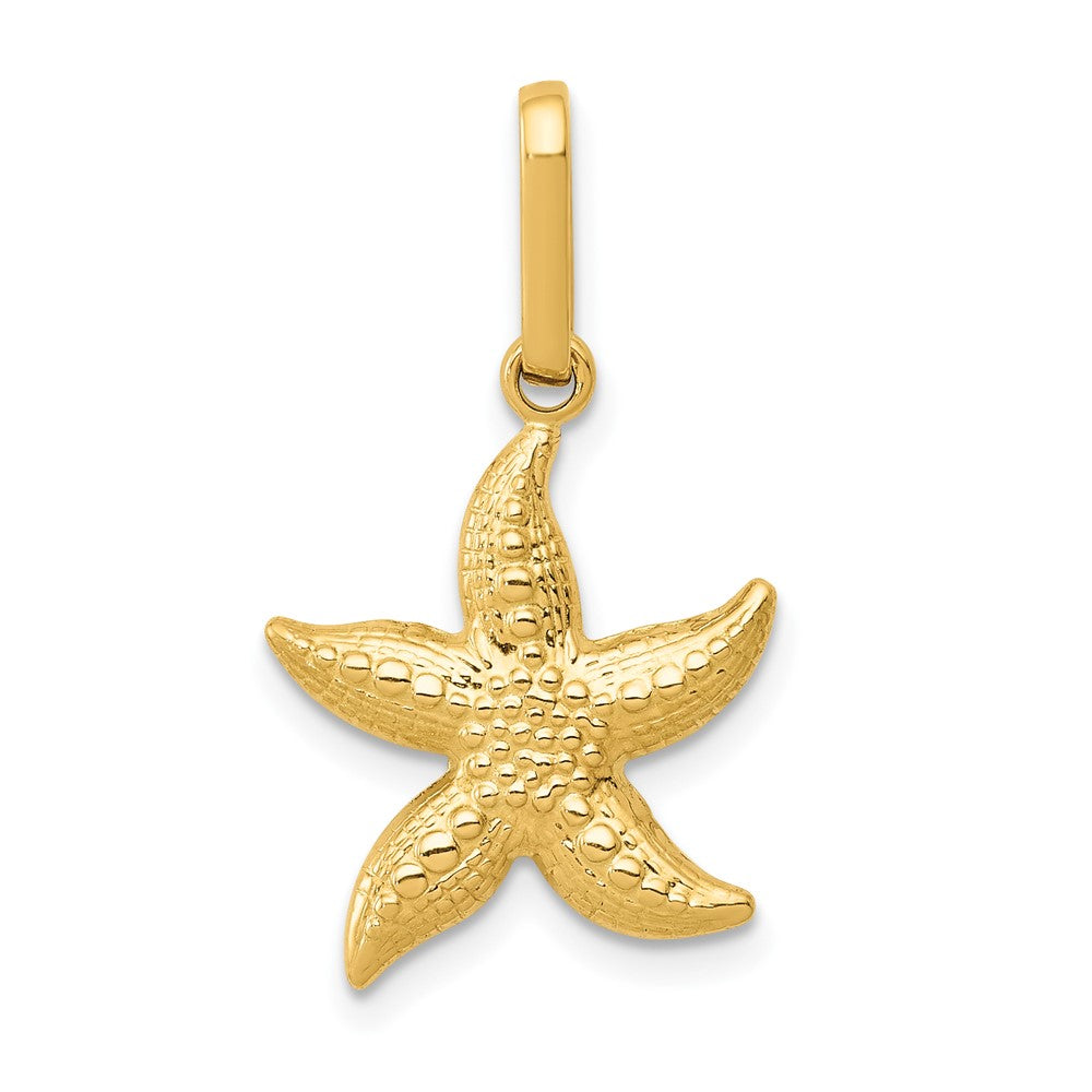 14k Textured Hollow Starfish Pendant, 20 x 14 mm