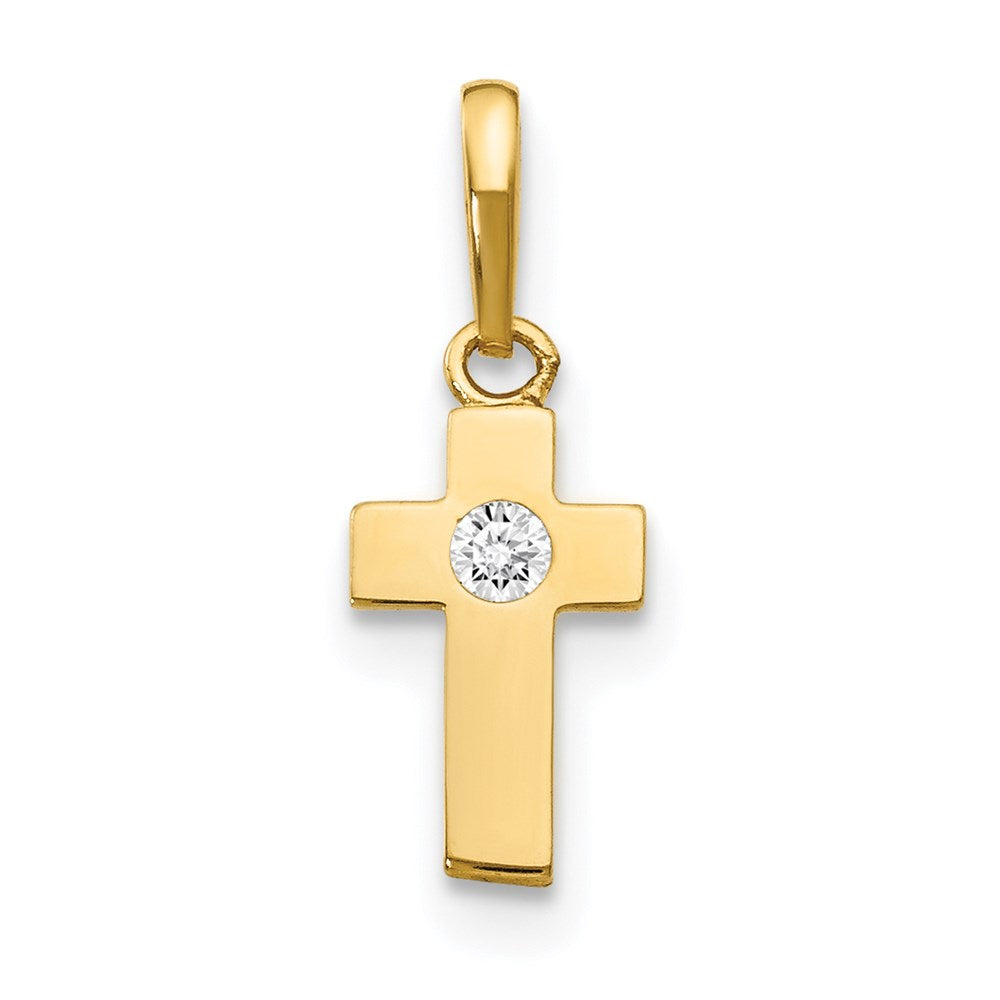 14k CZ Cross Childrens Pendant, 0.19 g