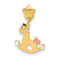 14k Yellow and Rose Gold CZ Children's Rocking Horse Pendant, 16.5 x 11.25 mm